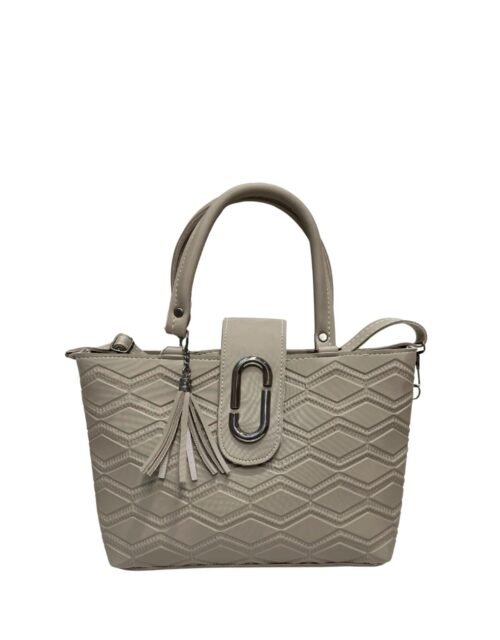 Grey Handbag for Women – Stylish Shoulder & Crossbody Bag with Tassel Charm