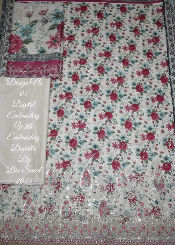 Bin Saeed Embroidered Cambric Unstitched 3 Piece Mid-Summer Collection - D43