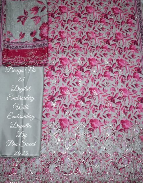 Bin Saeed Embroidered Cambric Unstitched 3 Piece Mid-Summer Collection - D44