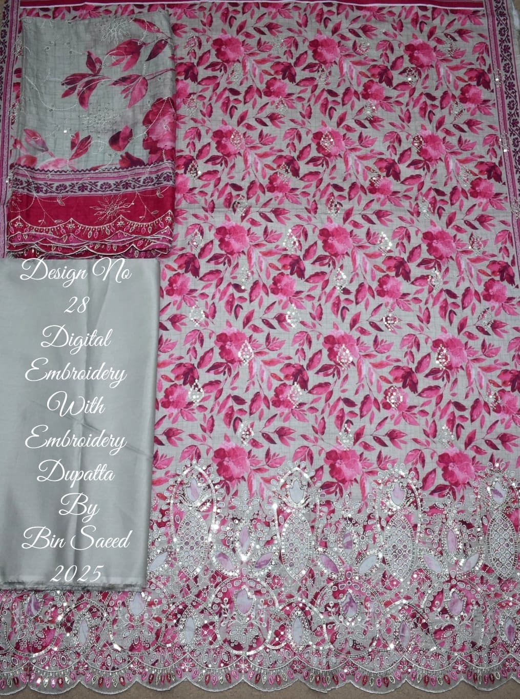 Bin Saeed Embroidered Cambric Unstitched 3 Piece Mid-Summer Collection - D44