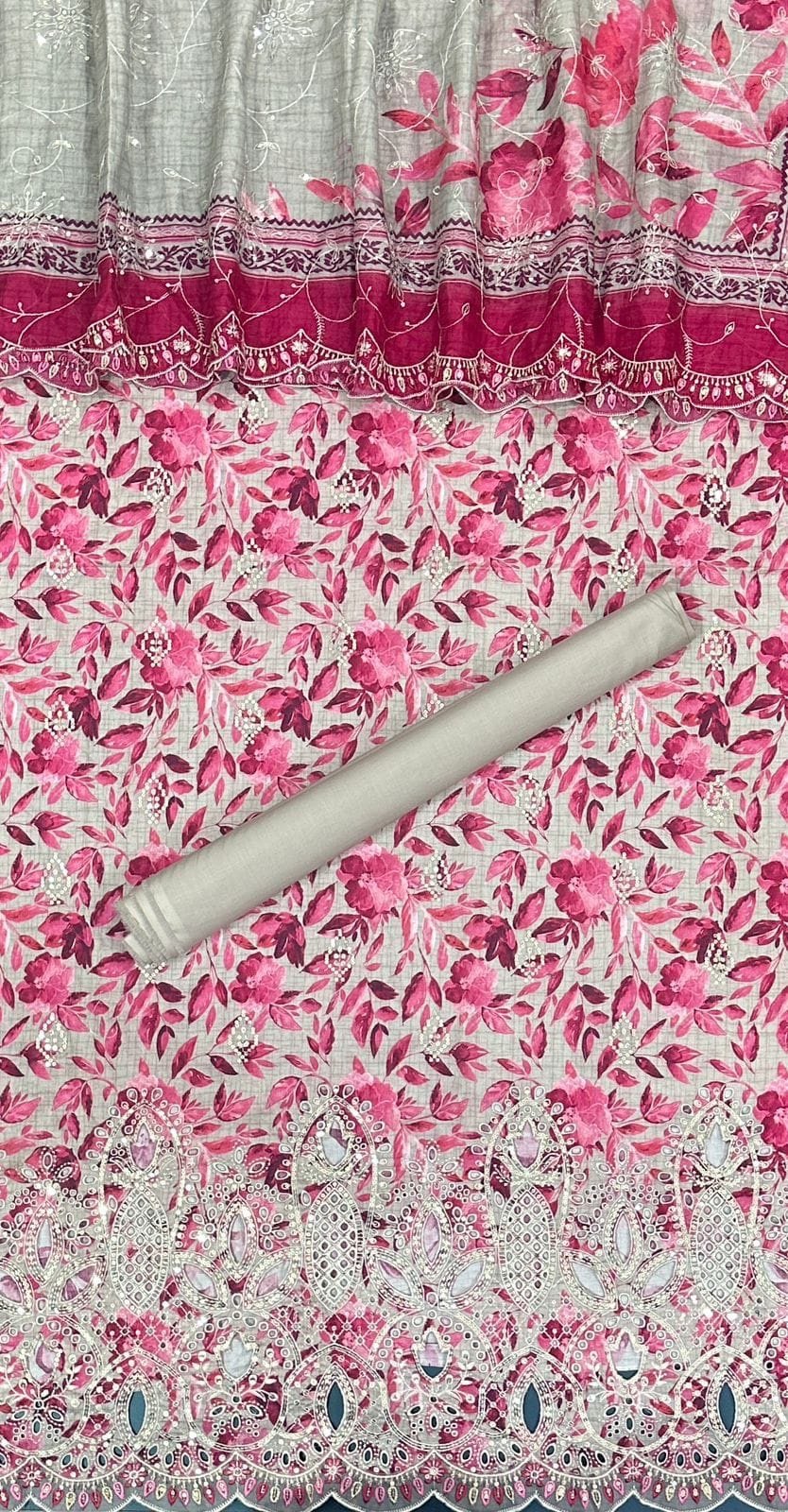 Bin Saeed Embroidered Cambric Unstitched 3 Piece Mid-Summer Collection - D44 - Image 2