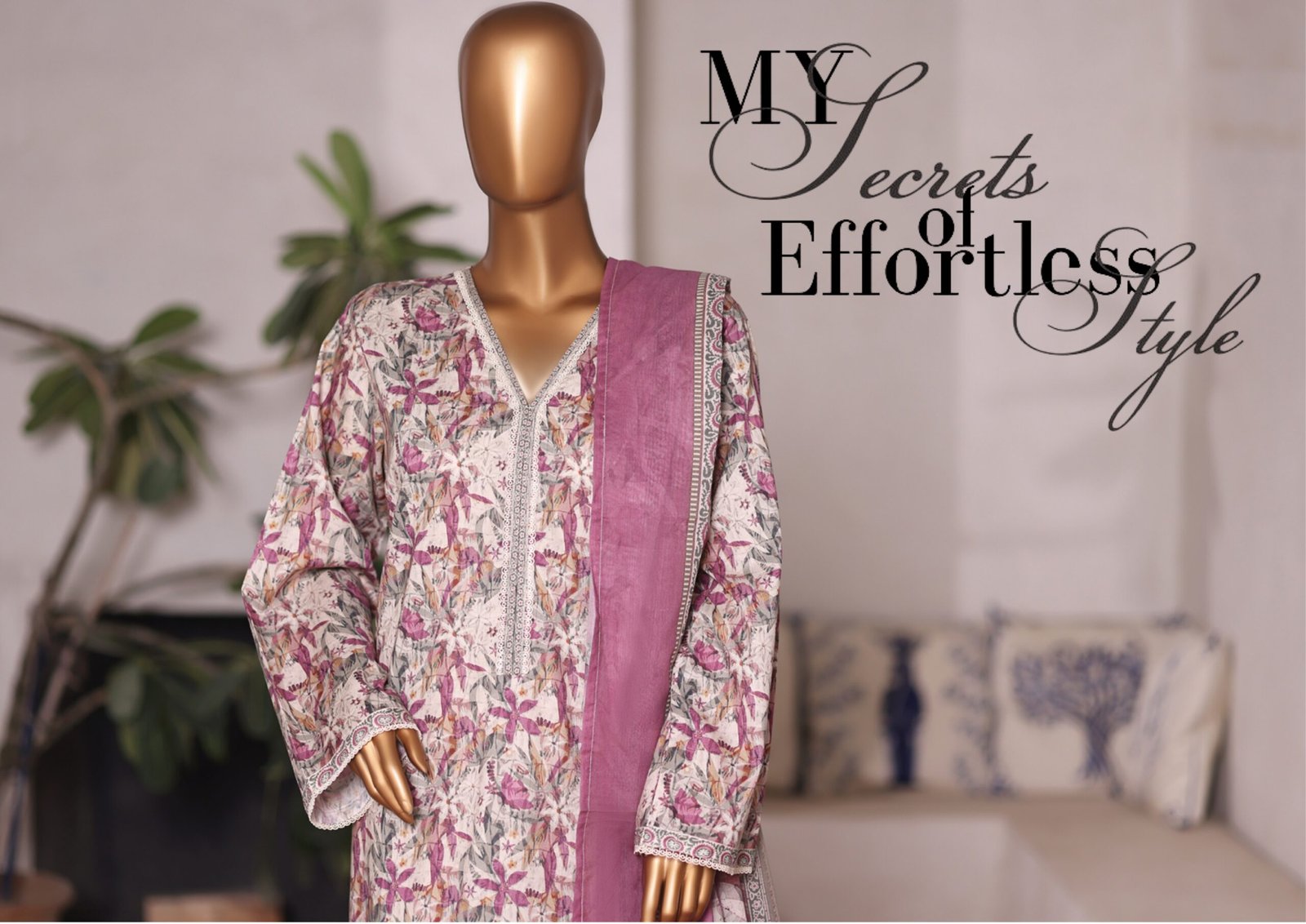 Bin Saeed Printed Cambric Stitched 3 Piece Suit Mid-Summer Collection - D02 - Image 4