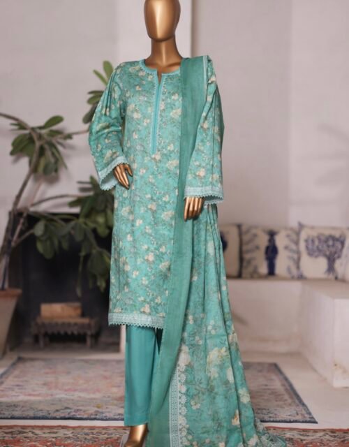 Bin Saeed Printed Cambric Stitched 3 Piece Suit Mid-Summer Collection - D03
