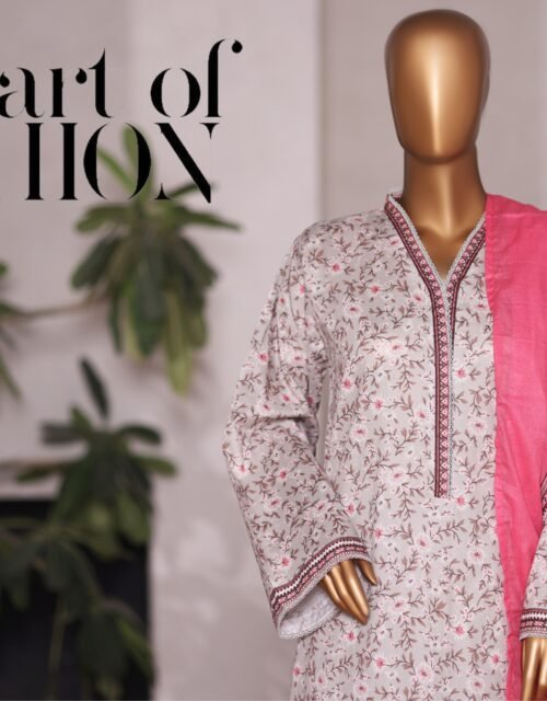 Bin Saeed Printed Cambric Stitched 3 Piece Suit Mid-Summer Collection - D08