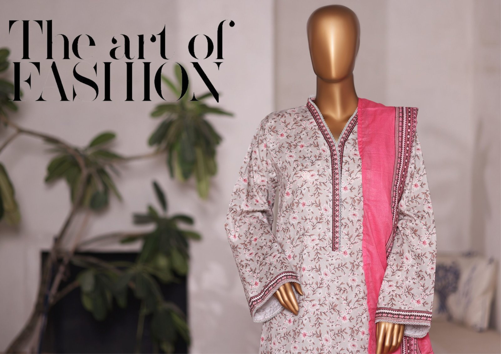 Bin Saeed Printed Cambric Stitched 3 Piece Suit Mid-Summer Collection - D08
