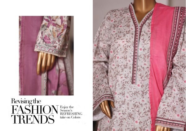 Bin Saeed Printed Cambric Stitched 3 Piece Suit Mid-Summer Collection - D08 - Image 2