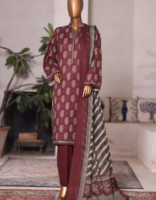 Bin Saeed Printed Cambric Stitched 3 Piece Suit Mid-Summer Collection - D04