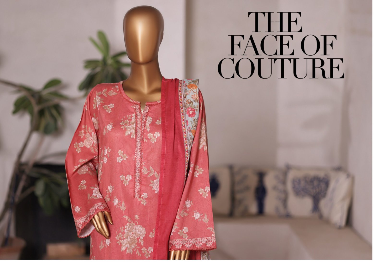 Bin Saeed Printed Cambric Stitched 3 Piece Suit Mid-Summer Collection - D05 - Image 4