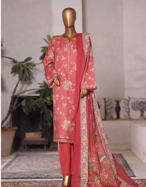 Bin Saeed Printed Cambric Stitched 3 Piece Suit Mid-Summer Collection - D05