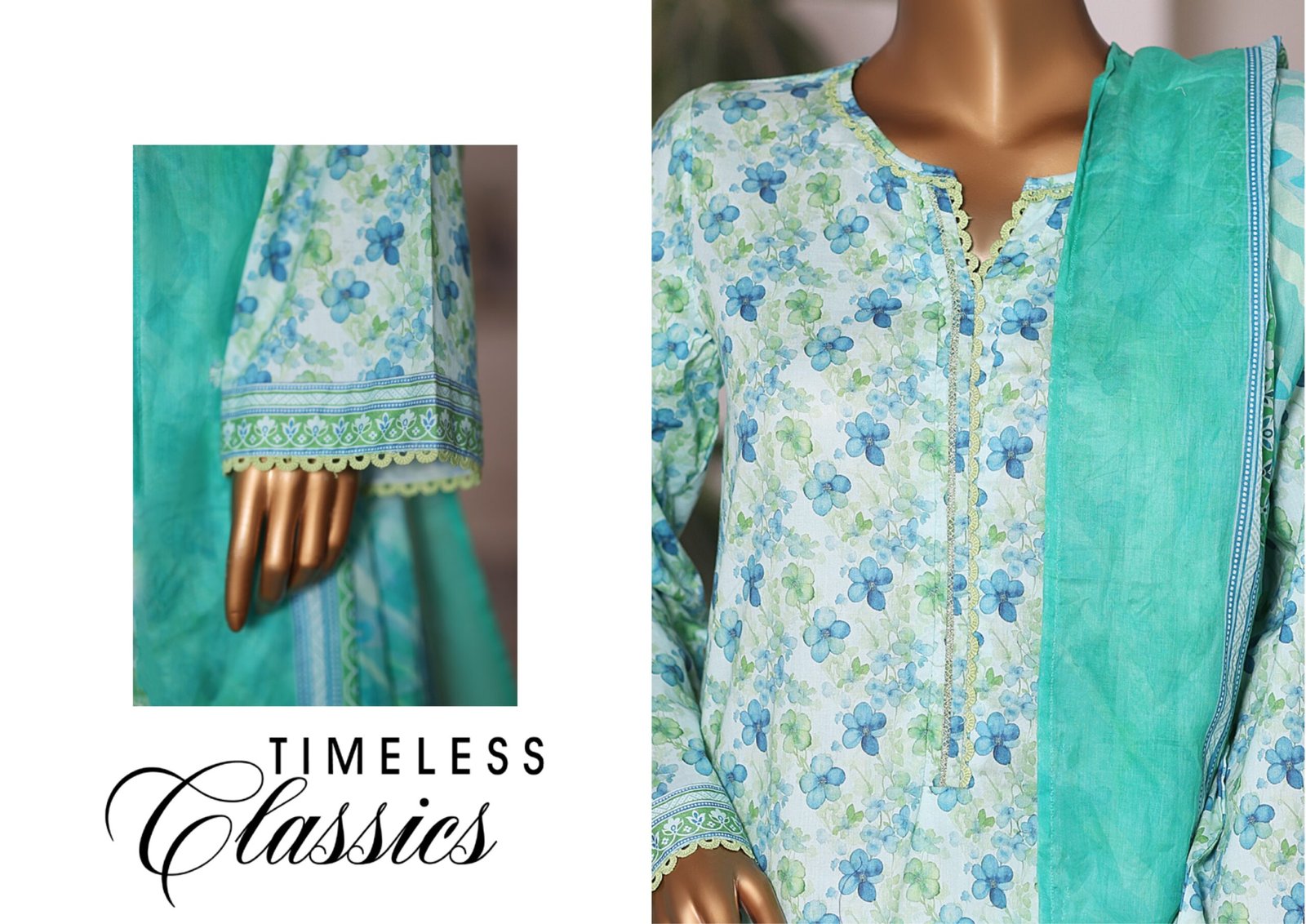 Bin Saeed Printed Cambric Stitched 3 Piece Suit Mid-Summer Collection - D06 - Image 3