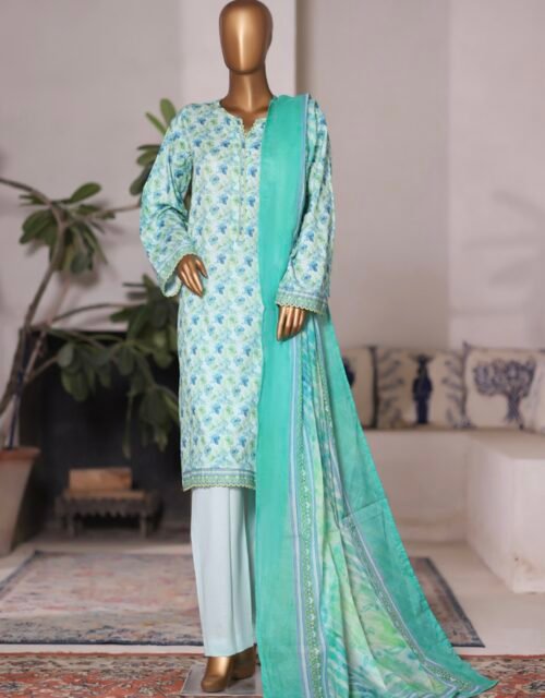 Bin Saeed Printed Cambric Stitched 3 Piece Suit Mid-Summer Collection - D06