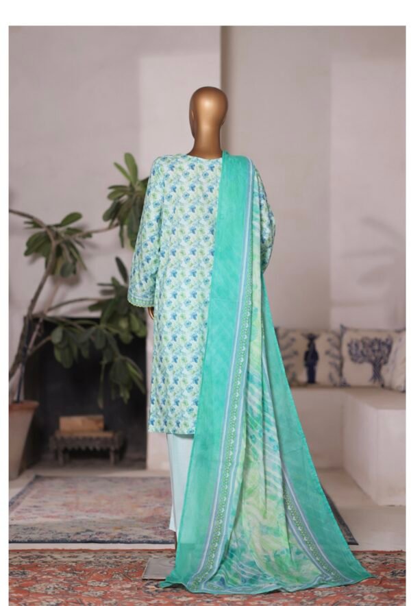Bin Saeed Printed Cambric Stitched 3 Piece Suit Mid-Summer Collection - D06 - Image 2