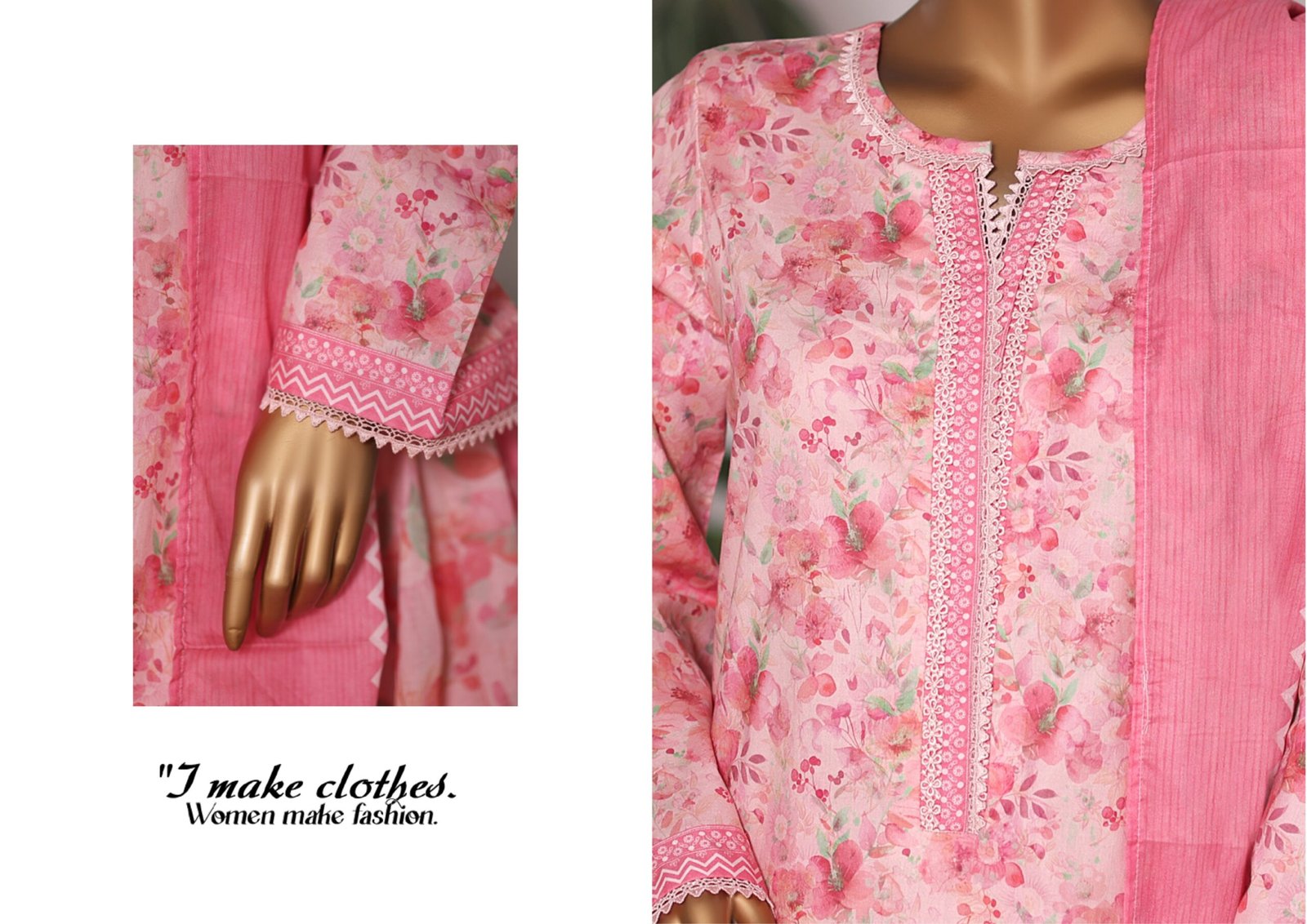 Bin Saeed Printed Cambric Stitched 3 Piece Suit Mid-Summer Collection - D07 - Image 3