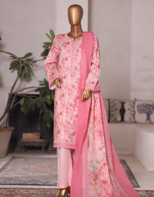 Bin Saeed Printed Cambric Stitched 3 Piece Suit Mid-Summer Collection - D07