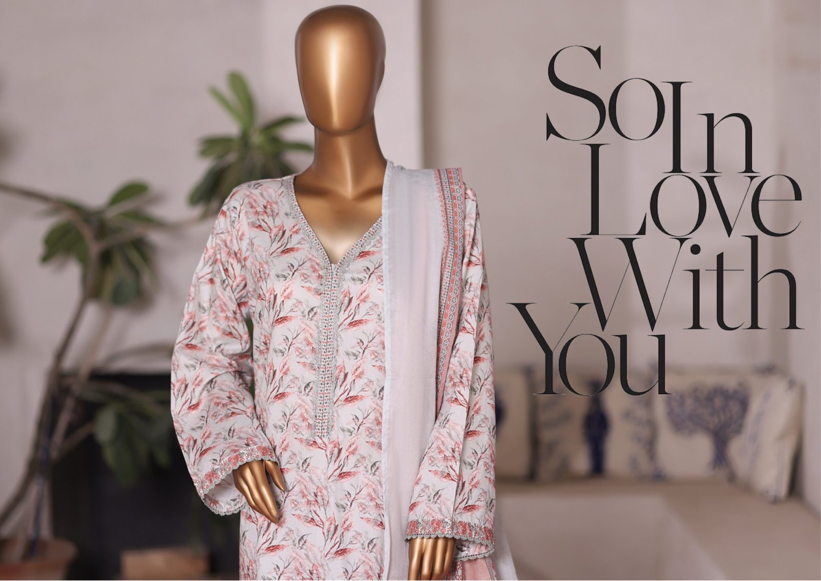 Bin Saeed Printed Cambric Stitched 3 Piece Suit Mid-Summer Collection - D09 - Image 4
