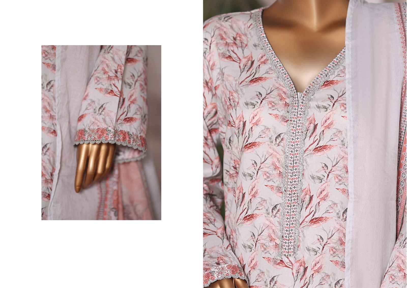 Bin Saeed Printed Cambric Stitched 3 Piece Suit Mid-Summer Collection - D09 - Image 3