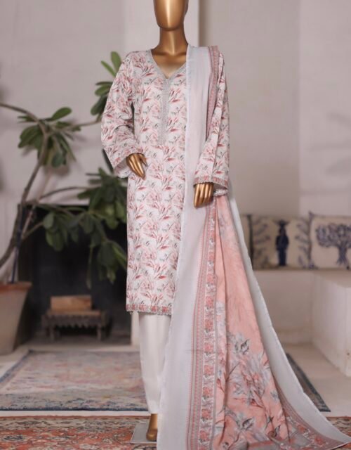Bin Saeed Printed Cambric Stitched 3 Piece Suit Mid-Summer Collection - D09