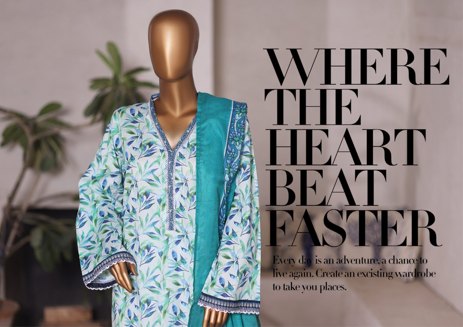 Bin Saeed Printed Cambric Stitched 3 Piece Suit Mid-Summer Collection - D10 - Image 3