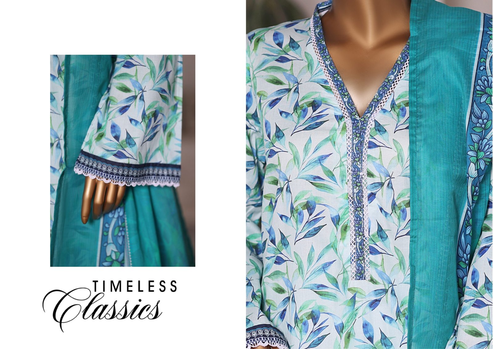 Bin Saeed Printed Cambric Stitched 3 Piece Suit Mid-Summer Collection - D10 - Image 4