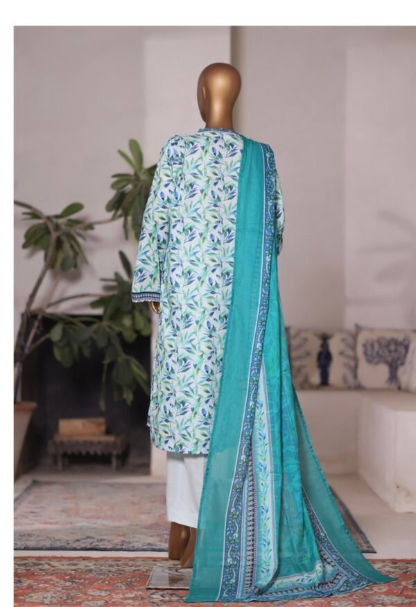 Bin Saeed Printed Cambric Stitched 3 Piece Suit Mid-Summer Collection - D10 - Image 2