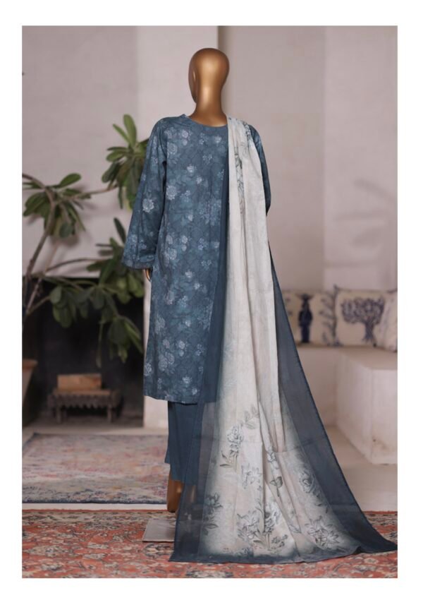 Bin Saeed Printed Cambric Stitched 3 Piece Suit Mid-Summer Collection - D11 - Image 2