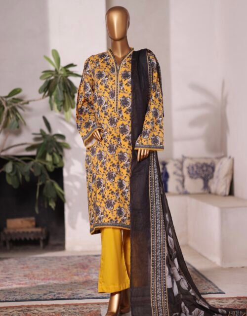 Bin Saeed Printed Cambric Stitched 3 Piece Suit Mid-Summer Collection - D13