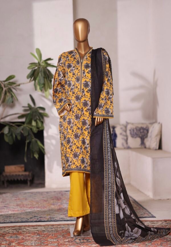 Bin Saeed Printed Cambric Stitched 3 Piece Suit Mid-Summer Collection - D13