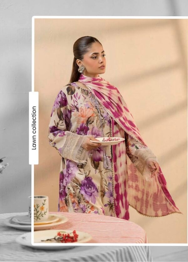 GULJEENA by Gull Jee - Unstitched 3-Piece Premium Embroidered Collection - A08 - Image 3