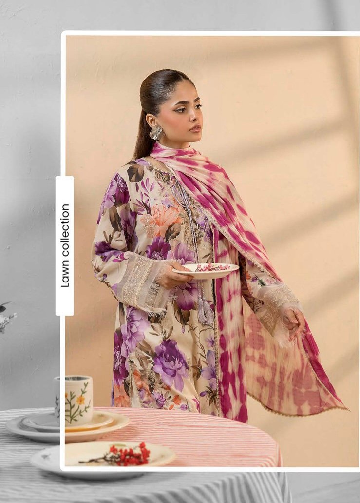 GULJEENA by Gull Jee - Unstitched 3-Piece Premium Embroidered Collection - A08 - Image 3