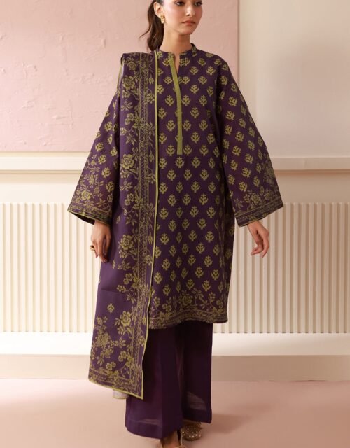 Zellbury Unstitched 2 Piece Printed Khaddar Collection’2025 ( SHIRT DUPATTA)- D08 (WUW24X20549)