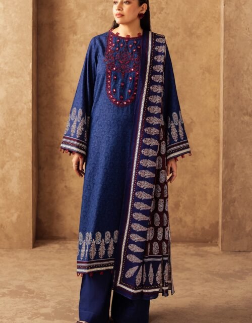 Zellbury Unstitched 2 Piece Embroidered Khaddar Collection’2025 ( SHIRT DUPATTA)- D16 (WUW24E20172)