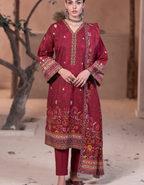 Zellbury Unstitched 3 Piece Embroidered Khaddar Collection - D28 (WUW24E30476)