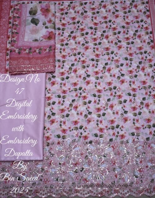 Bin Saeed Embroidered Cambric Unstitched 3 Piece Mid-Summer Collection - D54