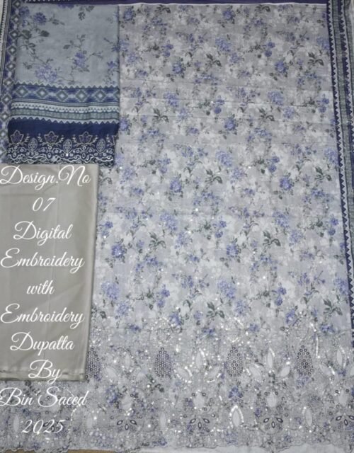 Bin Saeed Embroidered Cambric Unstitched 3 Piece Mid-Summer Collection - D51