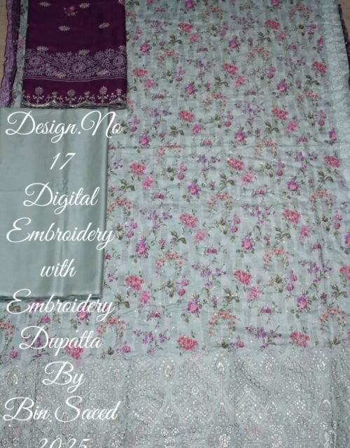 Bin Saeed Embroidered Cambric Unstitched 3 Piece Mid-Summer Collection - D52