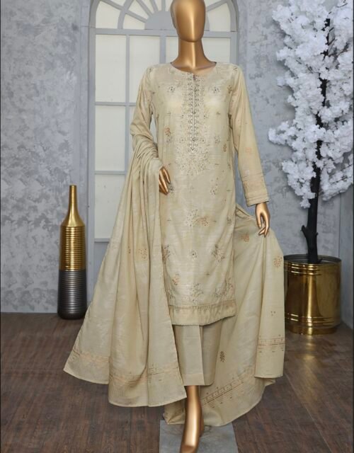 Valencia Jacquard By HZ Textile Embroidered Jacquard Unstitched 3 Piece Suit Collection - A05