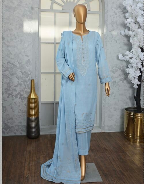 Valencia Jacquard By HZ Textile Embroidered Jacquard Unstitched 3 Piece Suit Collection - A07