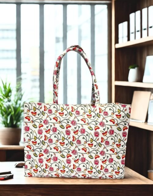 Floral Canvas Tote Bag – Eco-Friendly, Spacious & Stylish Everyday Carry Bag