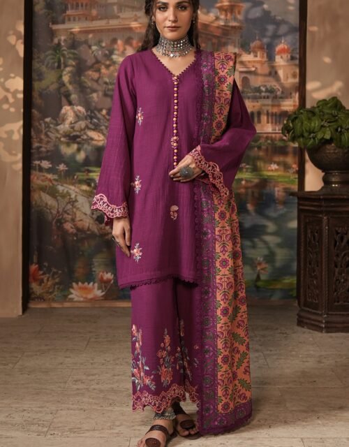Zellbury Unstitched 3 Piece Embroidered Khaddar Collection - D34 (WUW24E30487)