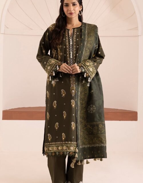 Zellbury Unstitched 3 Piece Premium Embroidered Cotton Satin Collection’ 2026 – A15