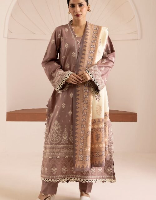 Zellbury Unstitched 3 Piece Premium Embroidered Cotton Satin Collection’ 2026 – A17