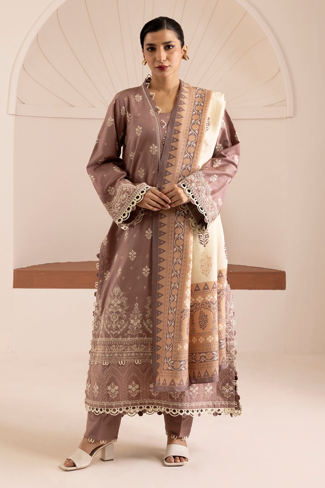 Zellbury Unstitched 3 Piece Premium Embroidered Cotton Satin Collection’ 2026 – A17