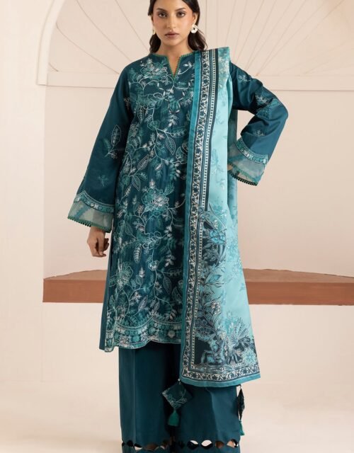 Zellbury Unstitched 3 Piece Premium Embroidered Cotton Satin Collection’ 2026 – A18