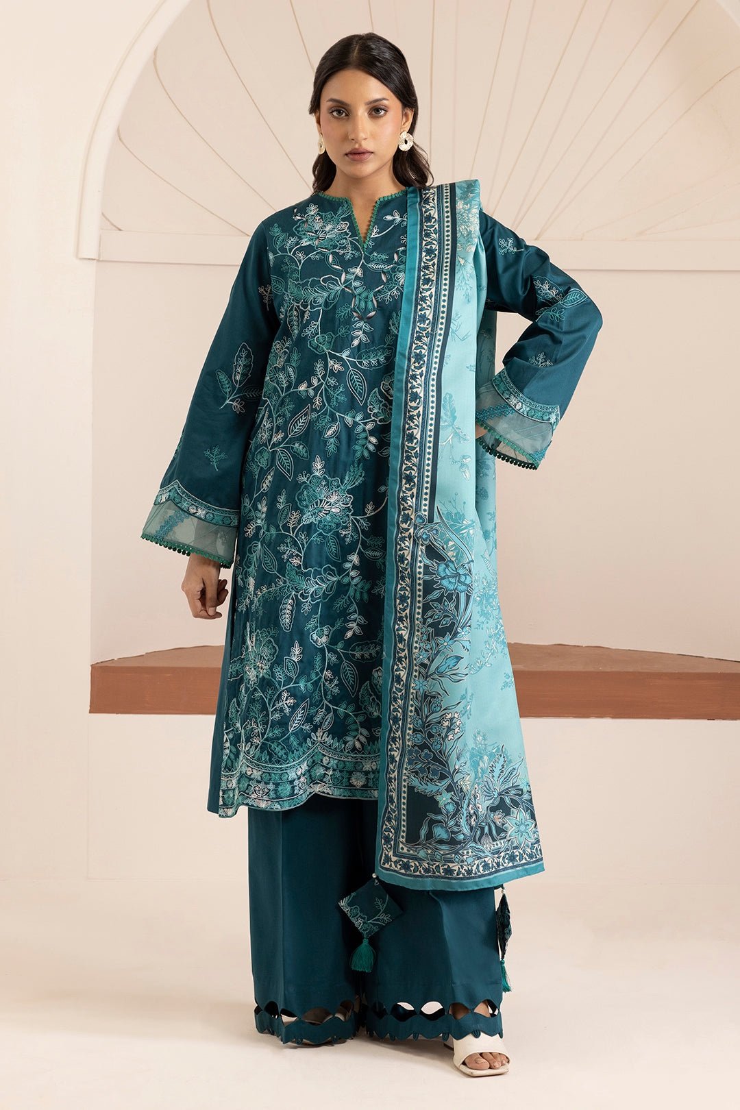 Zellbury Unstitched 3 Piece Premium Embroidered Cotton Satin Collection’ 2026 – A18