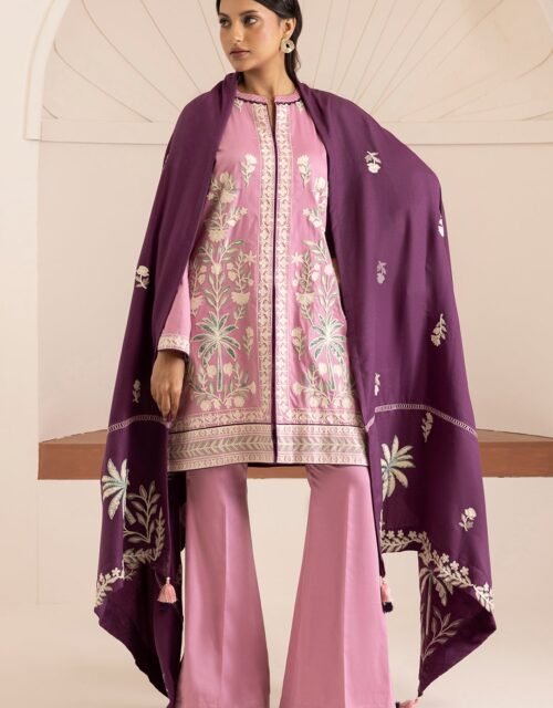 Zellbury Unstitched 3 Piece Premium Embroidered Cotton Satin Collection’ 2026 – A22