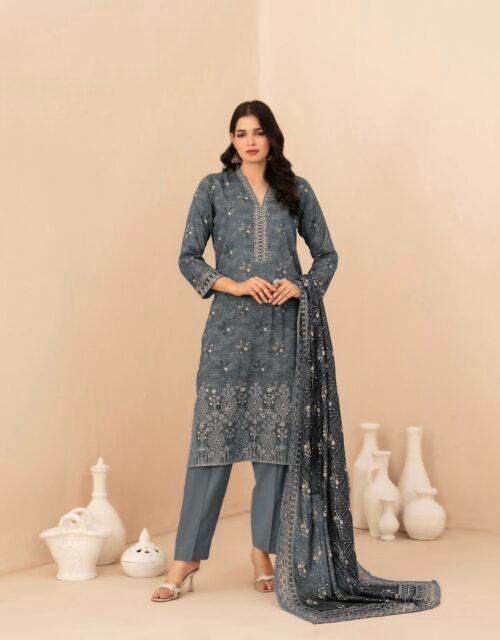 Rumeha By Tawakkal Fabrics - Unstitched Premium Embroidered 3 Piece Lawn Collection 2026 — D-5034A