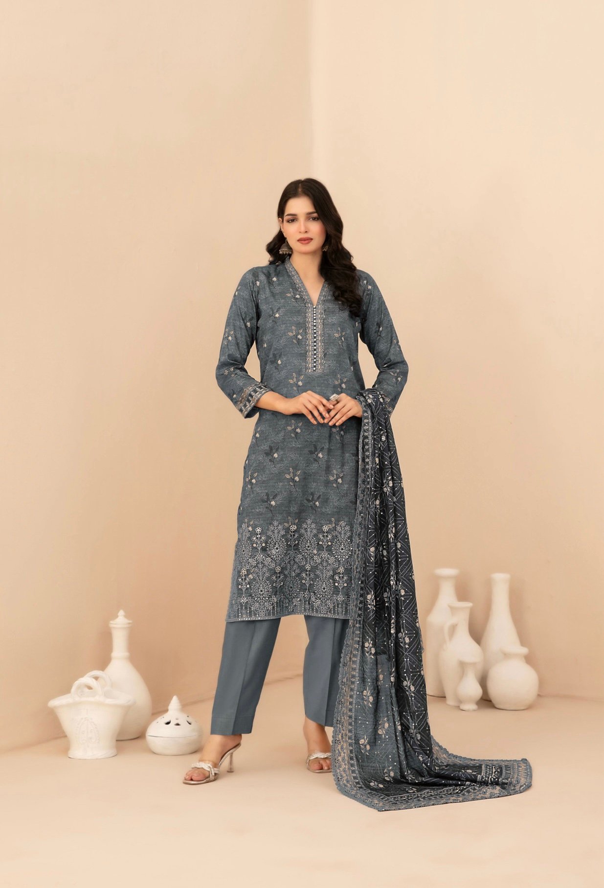 Rumeha By Tawakkal Fabrics - Unstitched Premium Embroidered 3 Piece Lawn Collection 2026 — D-5034A