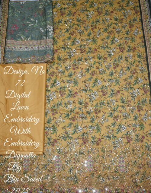 Bin Saeed Unstitched Premium Embroidered Lawn 3 Piece Summer Collection - D12