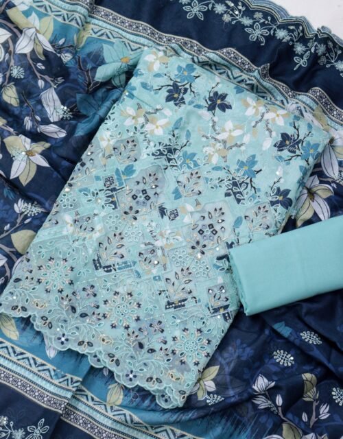 Bin Saeed Unstitched Premium Embroidered Lawn 3 Piece Summer Collection - D09