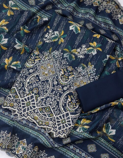 Bin Saeed Unstitched Premium Embroidered Lawn 3 Piece Summer Collection - D07